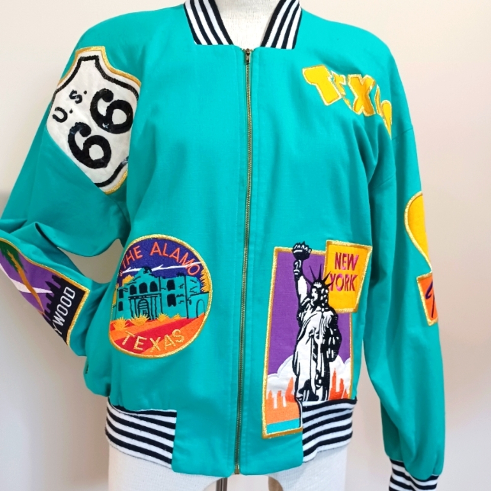 Bomber Style Jacket, fully lined, Aqua color,  SZ6